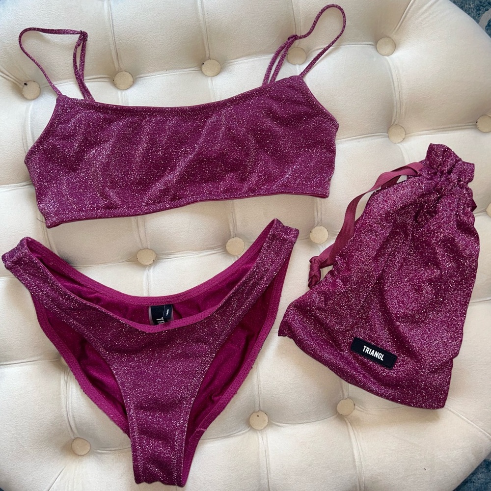 grape sparkle triangl bikini set